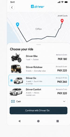Choose a category screen